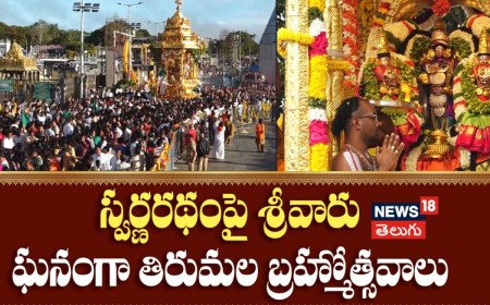 స్వర్ణరథంపై శ్రీవారు ఘనంగా తిరుమల బ్రహ్మోత్సవాలు